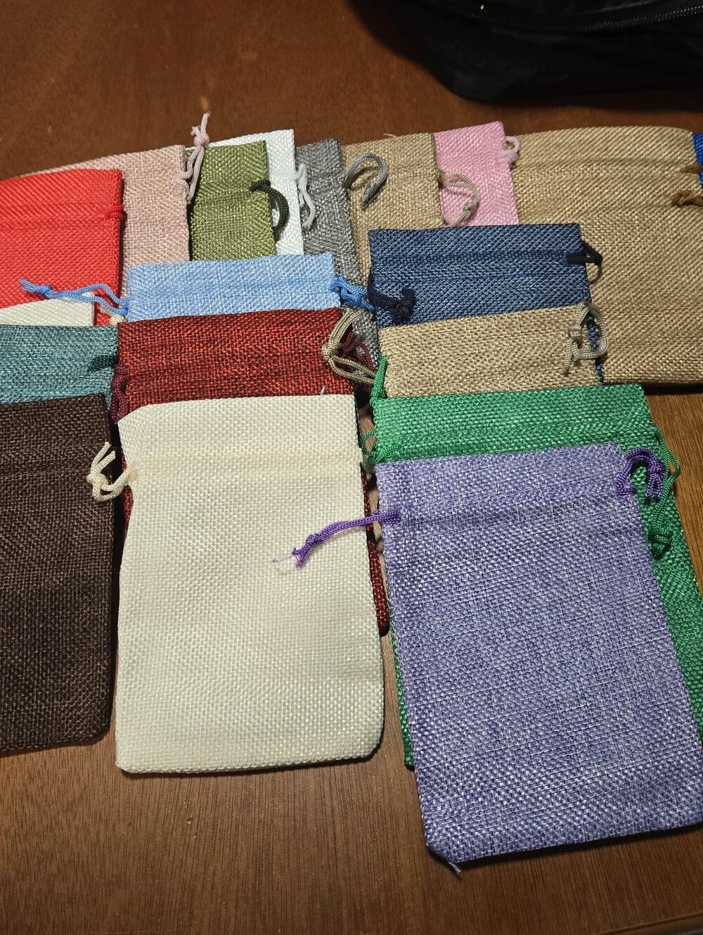 Set of Small 20 Drawstring  Pouches - Pastel Pink & Lavender As Well As Other Co